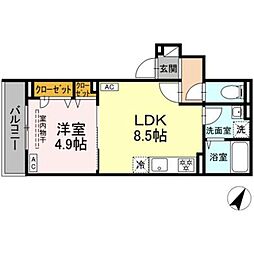 セレスティア柴又VII 1LDKの間取図画像