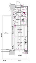 ガーラ・アヴェニュー木場 9階2Kの間取り