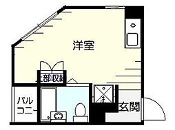 オーパスワン錦糸町 2階ワンルームの間取り