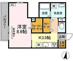 ピアッツァ津田沼 1Kの間取図画像