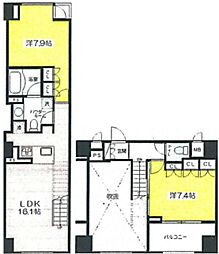 リブレ東新宿 2LDKの間取図画像