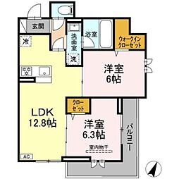 シャルマン日吉本町 2LDKの間取図画像