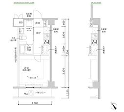 RELUXIA武蔵中原II 1Kの間取図画像