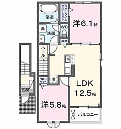 村山ベース 2LDKの間取図画像