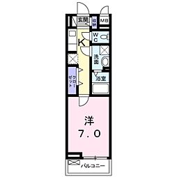 プリティー堺 1Kの間取図画像