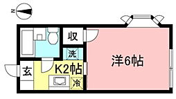 カーサベラA 1Kの間取図画像