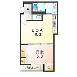 南海高野線 堺東駅 徒歩10分の賃貸アパート 2階1LDKの間取り