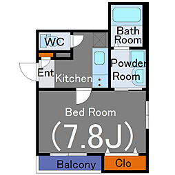 サニーハウス 1階1Kの間取り
