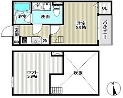 レフィナードカメオカ 2階1Kの間取り