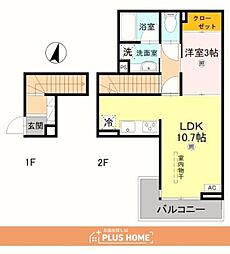 グレイスコート狐島 1LDKの間取図画像