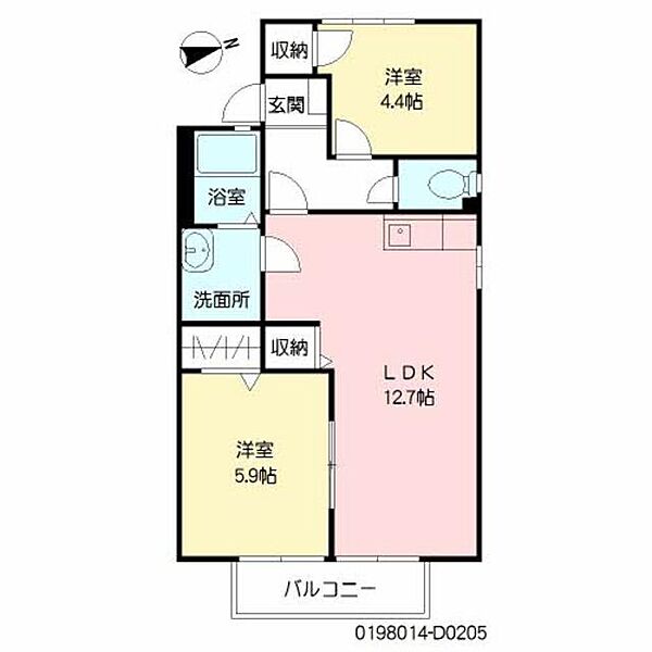 パストラル町田　Ｄ棟 D0205｜佐賀県唐津市町田２丁目(賃貸アパート2LDK・2階・52.69㎡)の写真 その2