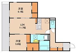 ルガロ市川 2LDKの間取図画像