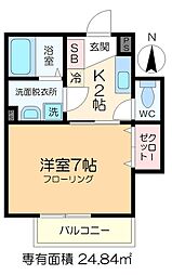 KNハウス 2階1Kの間取り