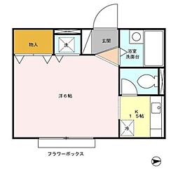 フローレンス平和台 1Kの間取図画像