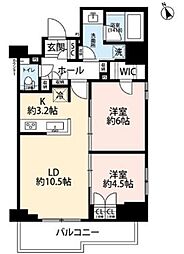 プレール・ドゥーク王子 15階2LDKの間取り