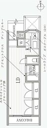 11VERT新中野 ワンルームの間取図画像