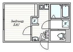 ザ・クラスアーバンス早稲田南 1階1Kの間取り