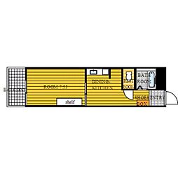 ローズマンション第2博多 1DKの間取図画像