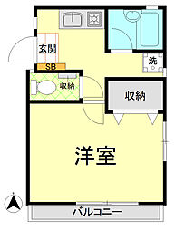 パルストーン 1Kの間取図画像