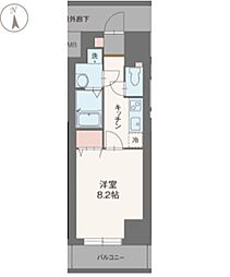 セルビシオ 1Kの間取図画像