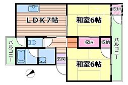 カノープス千里 2DKの間取図画像