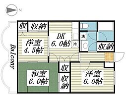 リバティーコイズミ 3DKの間取図画像