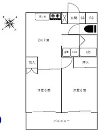 メゾン領家 2DKの間取図画像