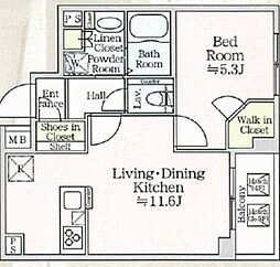アイルプレミアム月島ドゥーエ 5階1LDKの間取り