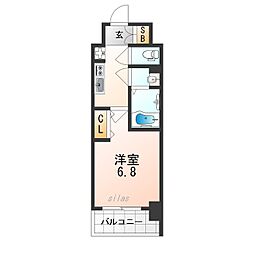 フォーリアライズ大正ノーブル 1Kの間取図画像