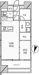 グランパセオ明大前 4階1LDKの間取り