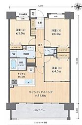 ライオンズ横濱マークレジデンス 3LDKの間取図画像