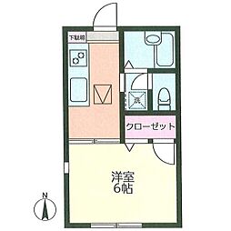 ディアス矢向 1Kの間取図画像