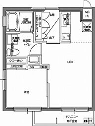 パティーナV代々木上原 4階1LDKの間取り