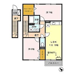 プレミール 2階2LDKの間取り