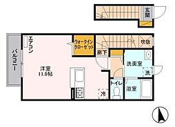 フレグランス 2階ワンルームの間取り