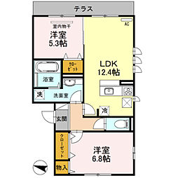 エストジャルダン 2LDKの間取図画像
