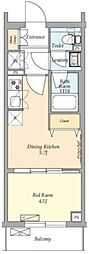 ディアクレスト西荻窪 1DKの間取図画像