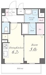 Vega Sanwa 2階1DKの間取り
