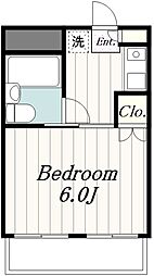 ロワール成瀬 4階1Kの間取り