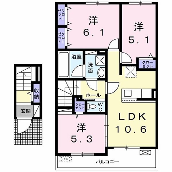 アット横小路 ｜大阪府東大阪市横小路町６丁目(賃貸アパート3LDK・2階・63.66㎡)の写真 その2