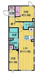 レガシア池袋立教西 3階2LDKの間取り