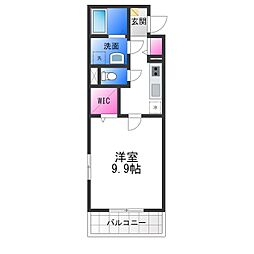 朝日住宅 2階1Kの間取り