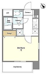 ミリアレジデンス赤坂 6階1Kの間取り