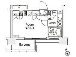 カスタリア戸越 11階ワンルームの間取り
