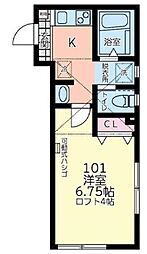 サンシエスタ西谷2 1Kの間取図画像