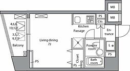 レジディア神田岩本町 4階ワンルームの間取り