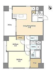 アブレスト動坂 2LDKの間取図画像