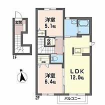 ルパルクＢ 202 ｜ 山形県東根市神町北４丁目7-8（賃貸アパート2LDK・2階・57.40㎡） その2