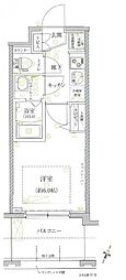 クレイシア芝浦 1Kの間取図画像