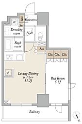 プライマル浅草言問通 9階1LDKの間取り